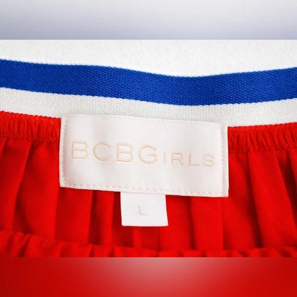 BCBGIRLS Red Pleated Skirt | Size L | Sport Waistband | 18” Length - Picture 2 of 2